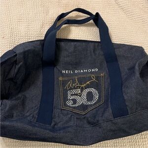 New, Neil Diamond Duffle Bag Denim Signed Anniversary Celebration Lightweight